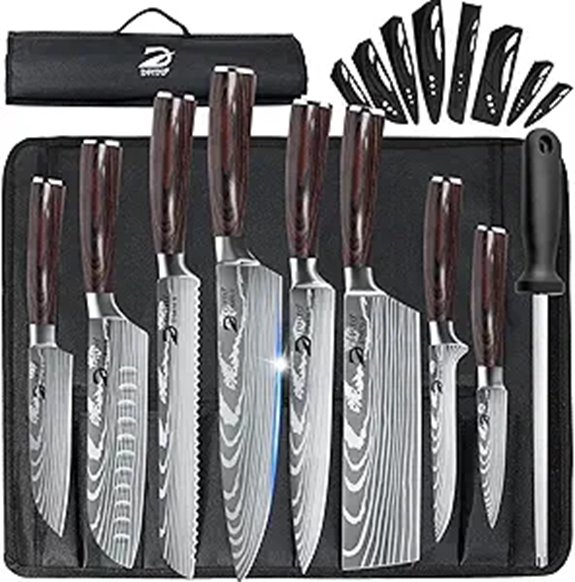 Dfito 9-Piece Professional Chef Knife Set with Roll