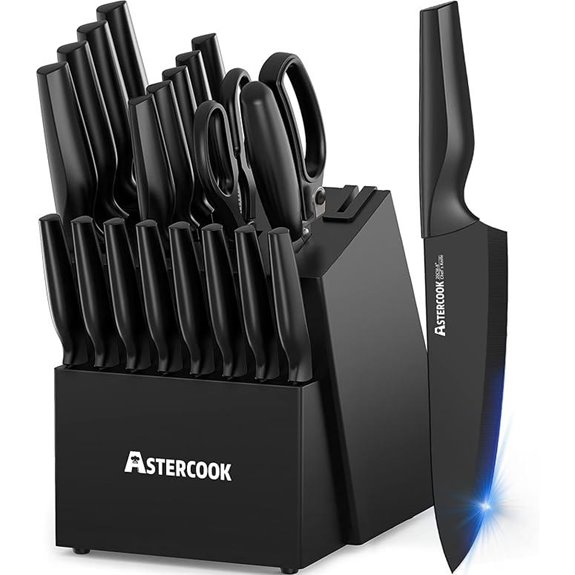 Astercook 21-Piece Stainless Steel Knife Block Set