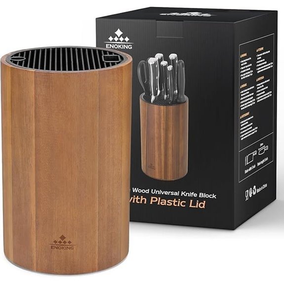 Enoking Wooden Knife Block with Plastic Lid