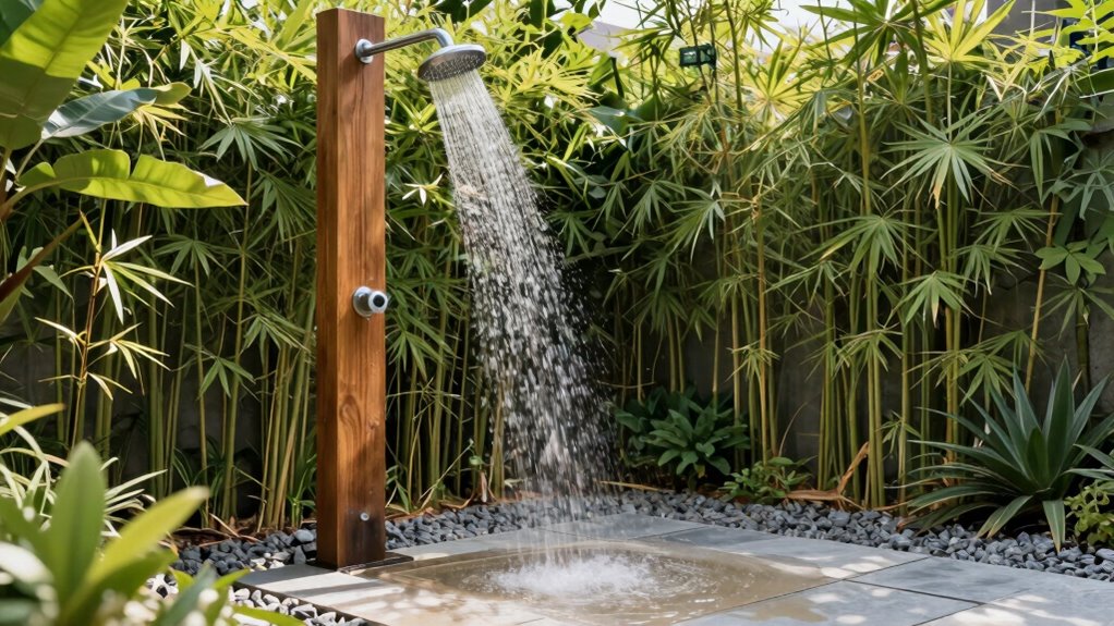 optimal outdoor shower placement