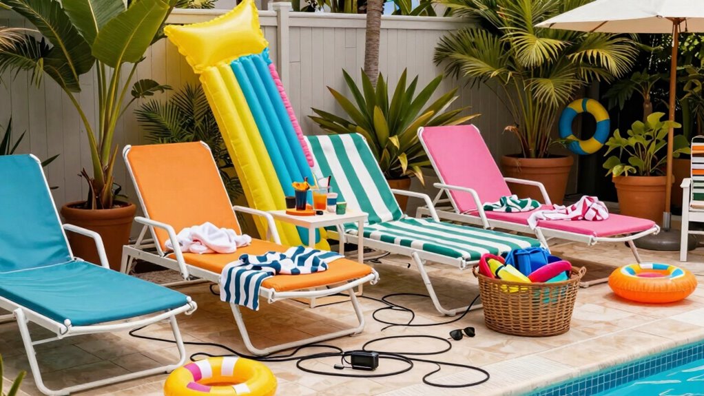 cluttered poolside design choices