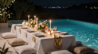 elegant simple poolside dining