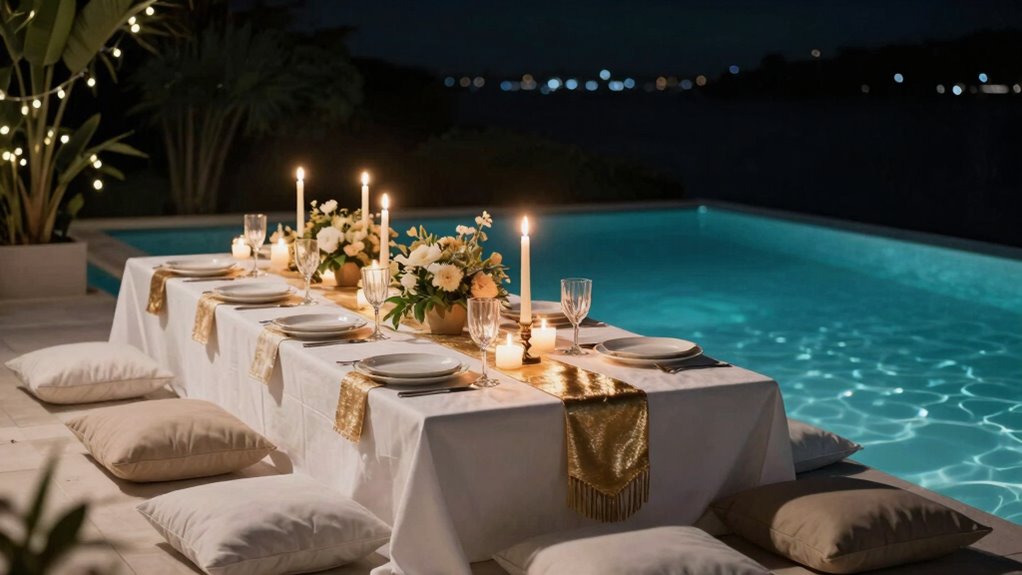 elegant simple poolside dining