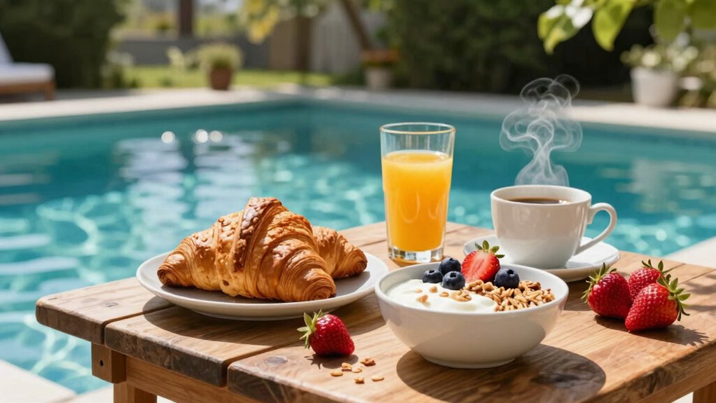 healthy simple poolside breakfast