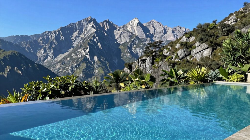 landscape enhances pool aesthetics