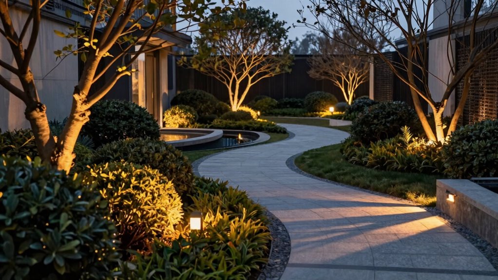 layered lighting enhances landscape