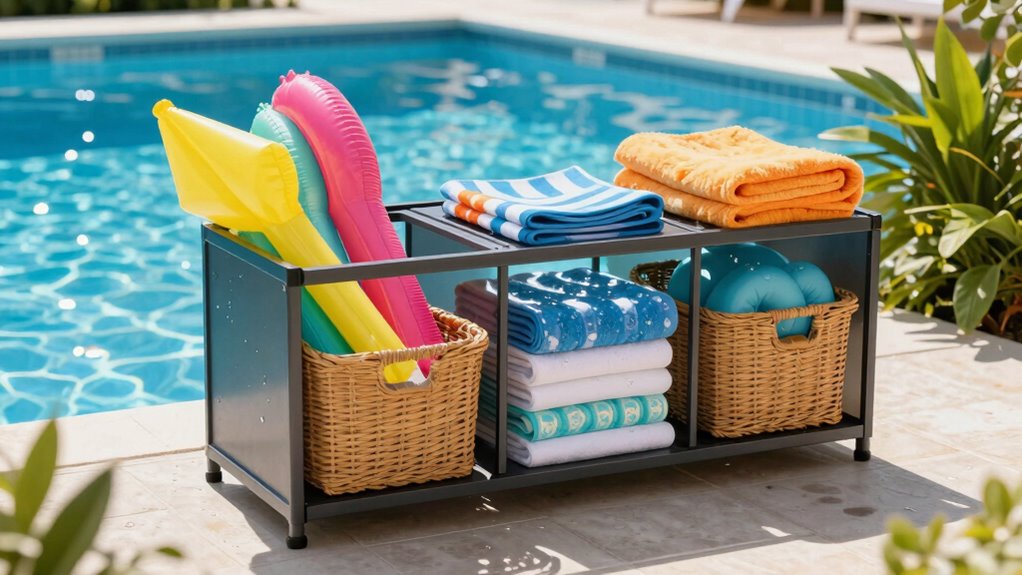 organized safe poolside storage