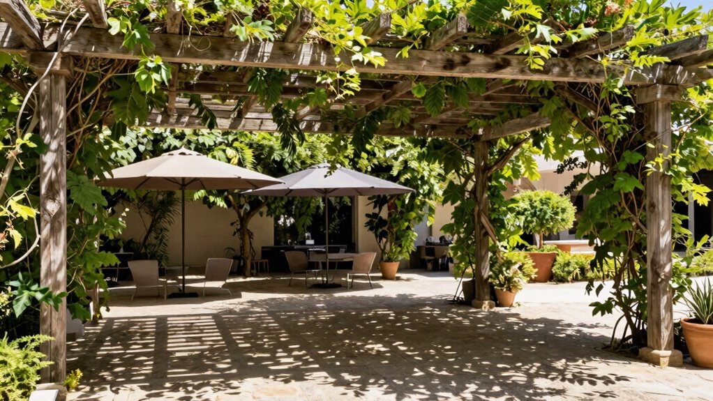 pergolas provide permanent shade