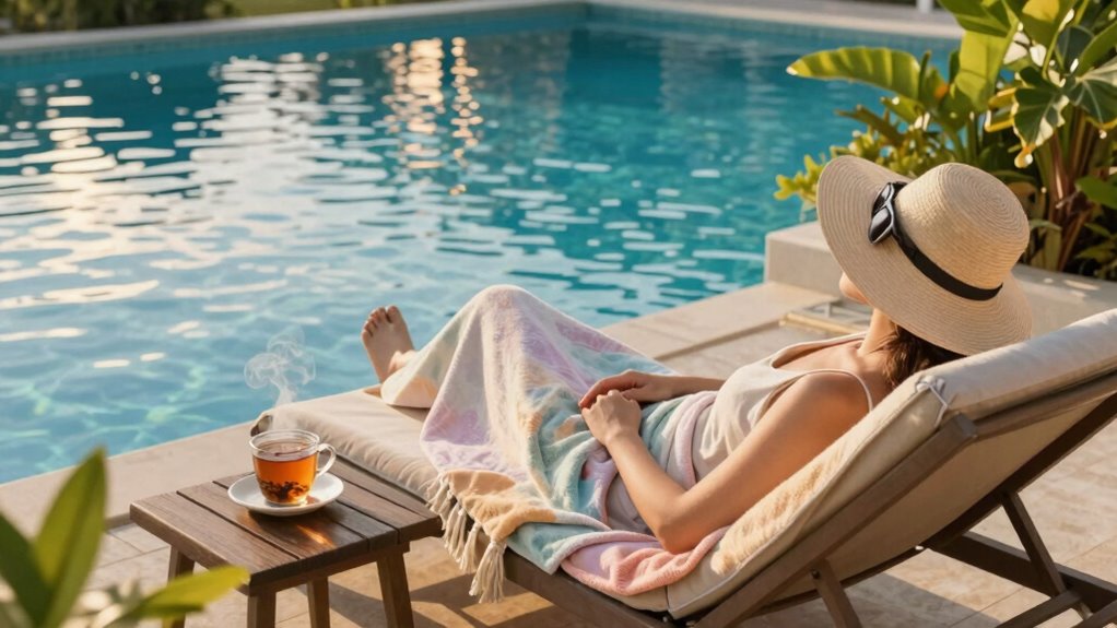 poolside relaxation and mindfulness