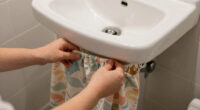 She Put A Skirt On Her Sink, And It Instantly Doubled Her Bathroom Storage