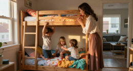 Three Kids Get The Only Bedroom In This 525-Square-Foot Apartment