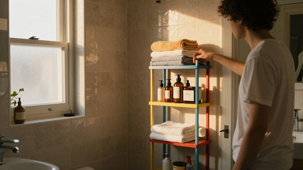 She Put A 5-Tier Shelf Behind Her Bathroom Door