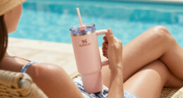STANLEY IceFlow 2.0 Flip Straw Tumbler, 30 Oz, Rose Quartz | Easy Carry Handle | Twist On Lid And Flip Up Straw | Leak Resistant Water Bottl