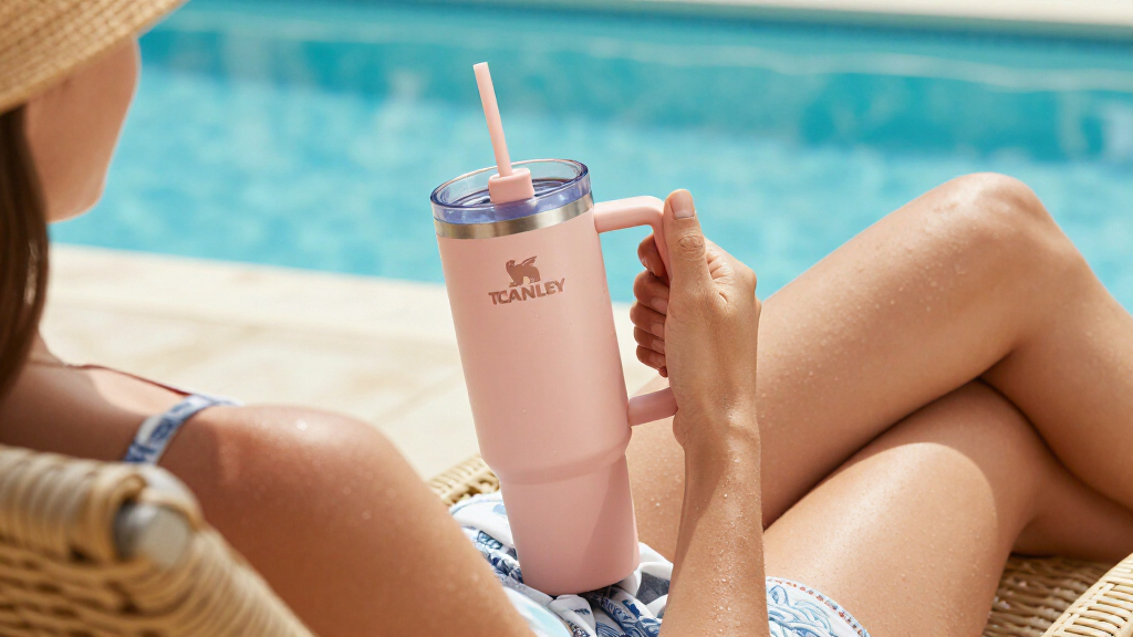 STANLEY IceFlow 2.0 Flip Straw Tumbler, 30 Oz, Rose Quartz | Easy Carry Handle | Twist On Lid And Flip Up Straw | Leak Resistant Water Bottl